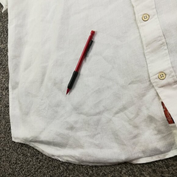 Faherty Shirt Palma Linen Basketweave S/S Button Down White Mens 2XL Relaxed Fit - Picture 9 of 14